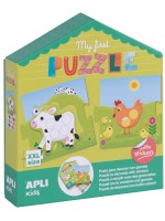 Детска игра Apli - Моят първи пъзел, с 5 домашни животни и стикери