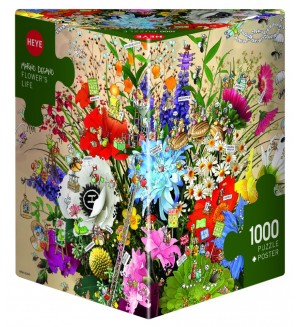 Пъзел Heye от 1000 части - Живота на цветята, Марино Дегано