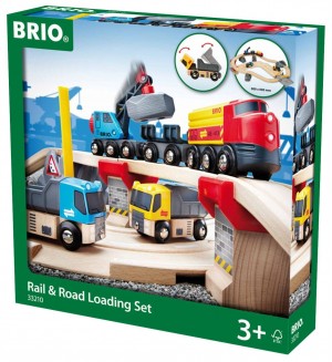 Комплект Brio - Влак с релси и аксесоари, Rail & Road Loading, 32 части