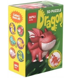 3D пъзел Apli Kids - Dragon, червен дракон