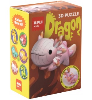 3D пъзел Apli Kids - Dragon, розов дракон