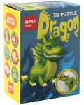 3D пъзел Apli Kids - Dragon, зелен дракон