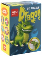 3D пъзел Apli Kids - Dragon, зелен дракон