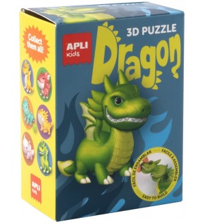 3D пъзел Apli Kids - Dragon, зелен дракон