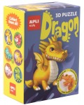 3D пъзел Apli Kids - Dragon, жълт дракон