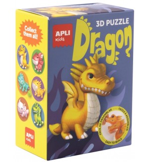 3D пъзел Apli Kids - Dragon, жълт дракон