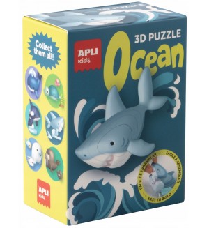 3D пъзел Apli Kids - Ocean, акула с поставка