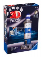 3D Пъзел Ravensburger от 216 части - Морски фар 3D със светлини