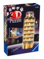 3D пъзел Ravensburger от 216 части - Наклонената кула в Пиза през нощта
