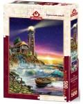 Пъзел Art Puzzle от 500 части - Залез край фара, Адриан Честърман