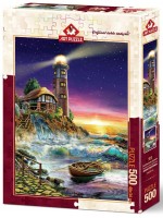 Пъзел Art Puzzle от 500 части - Залез край фара, Адриан Честърман