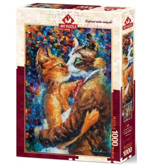 Пъзел Art Puzzle от 1000 части - Танцът на влюбените котки, Леонид Афремов