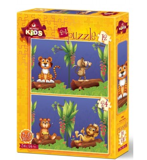 Пъзел Art Puzzle 2 в 1 - Приятели в Гората
