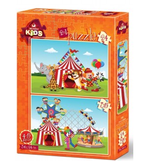 Пъзел Art Puzzle 2 в 1 - Циркът и забавният Панаир