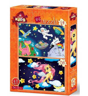 Пъзел Art Puzzle 2 в 1 - Астронавтът и Бебето Пегас