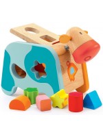 Дървена играчка Djeco - Крава с формички за сортиране