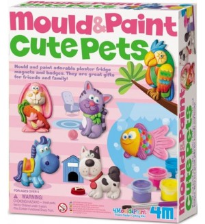 Творчески комплект 4M Mould & Paint - Направи си сам гипсови фигурки на домашни любимци