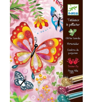 Творчески комплект за рисуване с брокат Djeco - Пеперуди