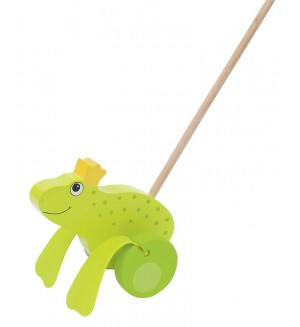 Дървена играчка за бутане Goki - Жабокът принц