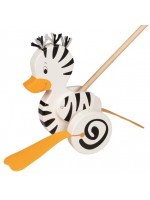 Дървена играчка за бутане Goki - Зеброво пате Дървена играчка за бутане Goki - Зеброво пате