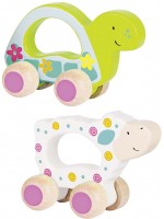 Дървена играчка за бутане Goki, Susibelle - Костенурка и овца (асортимент)