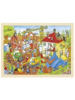 Дървен пъзел Goki - На строежа