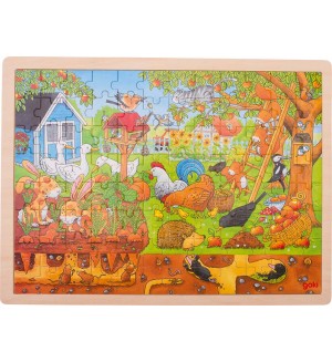 Дървен пъзел Goki - Нашата градина