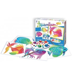 Комплект за оцветяване с акварелни бои Sentosphere Aquarellum Junior - Риби