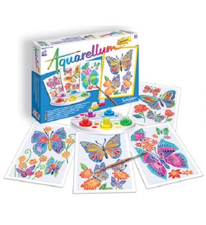 Комплект за оцветяване с акварелни бои Sentosphere Aquarellum Junior - Пеперуди