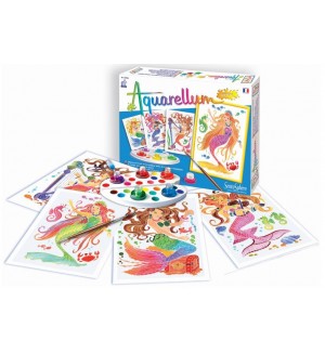 Комплект за оцветяване с акварелни бои Sentosphere Aquarellum Junior - Русалки