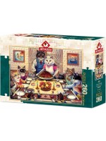 Пъзел Art Puzzle от 260 части - Семейство котки на банкет