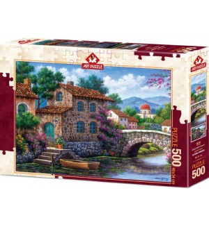 Пъзел Art Puzzle от 500 части - Канал сред цветя, Артуро Зарага