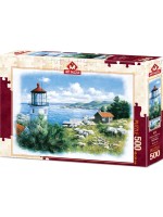 Пъзел Art Puzzle от 500 части - Фар на брега, Питър Моц