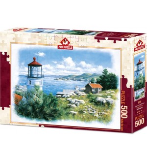 Пъзел Art Puzzle от 500 части - Фар на брега, Питър Моц