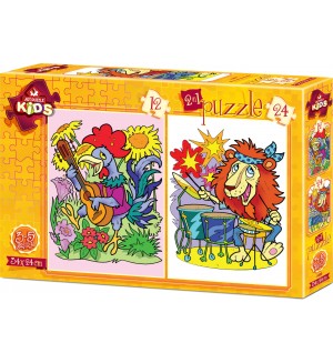 Пъзел Art Puzzle 2 в 1 - Животни-музиканти