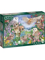 Пъзел Jumbo Falcon Deluxe от 1000 части - Бухали в гората, Клеър Комърфорд