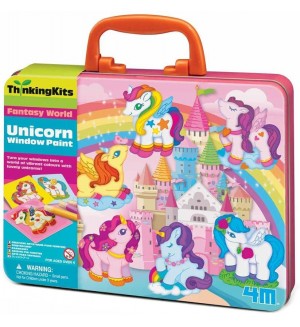 Творчески комплект 4M Thinking Kits - Направи си сам апликация за стъкло, Еднорог