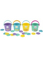 Активна играчка за броене и сортиране Playgro - Кофички с жетони