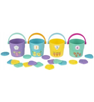 Активна играчка за броене и сортиране Playgro - Кофички с жетони
