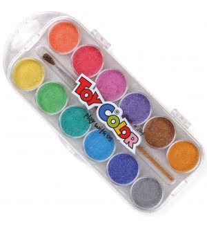 Акварелна боя Toy Color - Pearly, 12 цвята, Ф30 mm