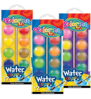 Акварелни бои Colorino Kids - 12 цвята, голяма кутия, асортимент