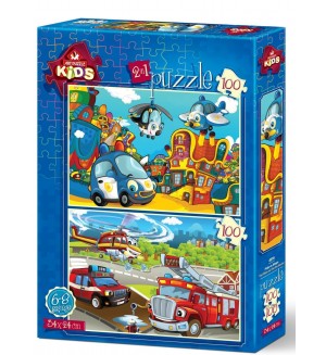 Пъзел Art Puzzle 2 в 1 - Полицията и Пожарната