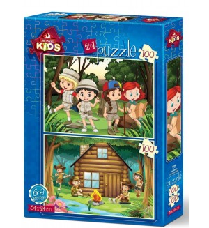 Пъзел Art Puzzle 2 в 1 - Лагерът на скаутите