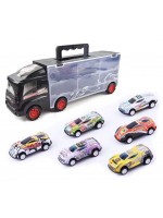 Игрален комплект Ocie - Автовоз Container Truck с 6 колички
