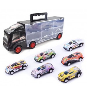 Игрален комплект Ocie - Автовоз Container Truck с 6 колички