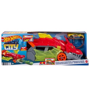 Автовоз Hot Wheels City - Транспортьор дракон, с количка