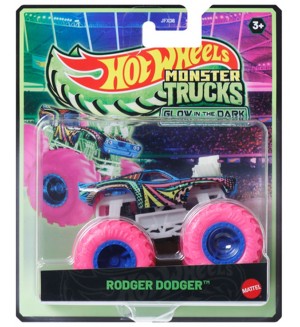 Бъги Hot Wheels Monster Trucks Glow in the Dark - Rodger Dodger, 1:64