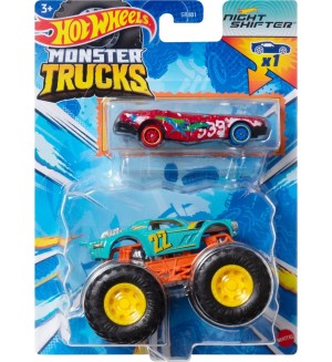 Бъги Hot Wheels Monster Trucks - Night Shifter, с количка, 1:64