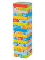Балансираща игра Goki - Tumbling Tower, с животински мотиви, 55 части