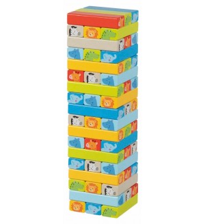 Балансираща игра Goki - Tumbling Tower, с животински мотиви, 55 части